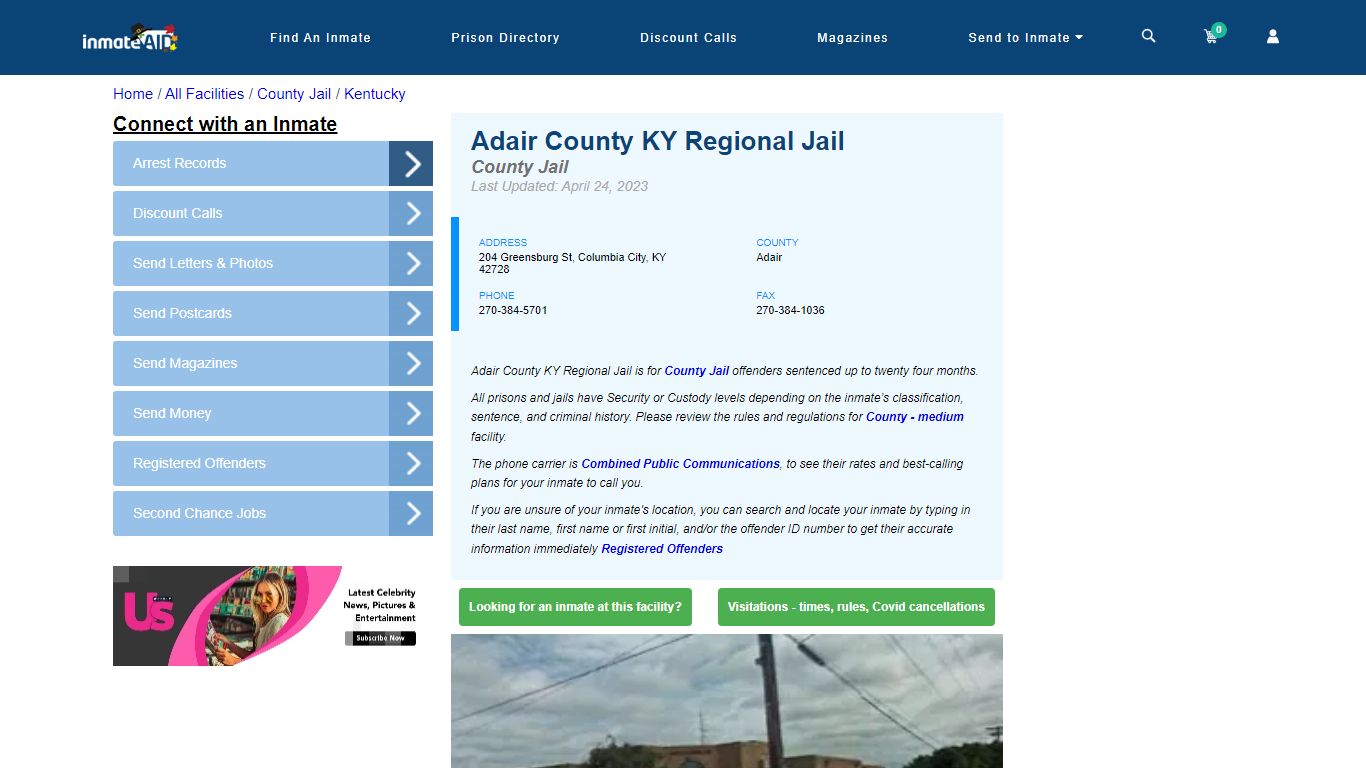 Adair County KY Regional Jail - Inmate Locator - Columbia City, KY